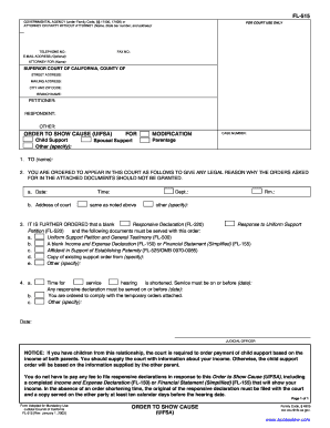 Order to Show Cause (UIFSA) for Modification