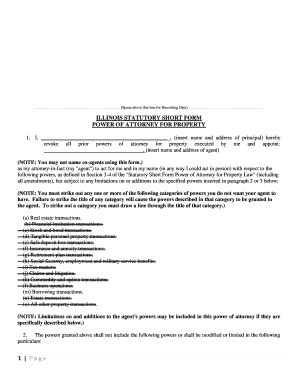 Illinois Statutory Short Form Power of Attorney for Property