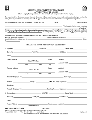 Virginia Association of Realtors Lease Application