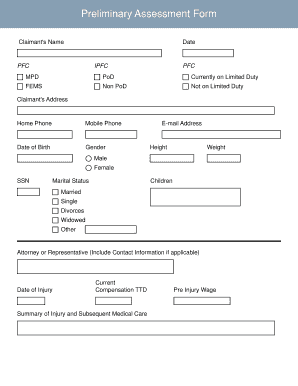 Preliminary Assessment Form
