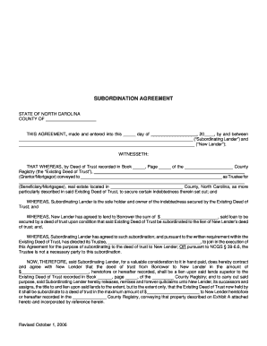 DEED OF TRUST-SUBORDINATION AGREEMENT Subordination of Deed of Trust