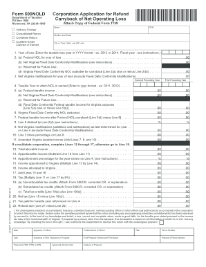 Virginia Corporation Net Operating Loss Carryback Form