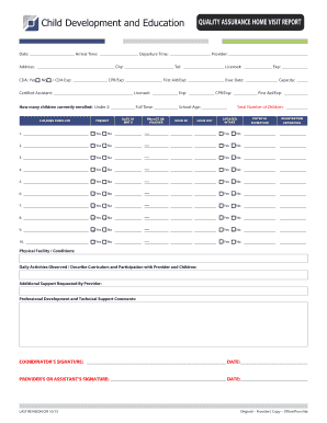 Quality Assurance Home Visit Report