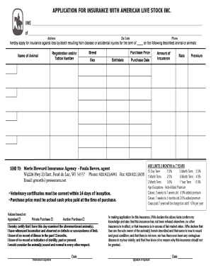 Animal Insurance Application Form