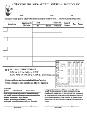 Application for Livestock Insurance