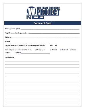 Comment Card