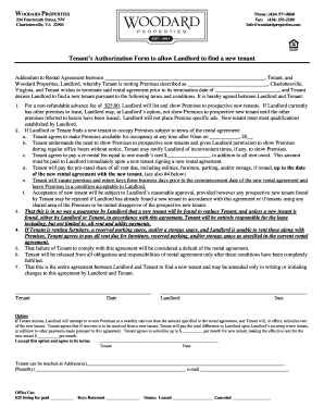 Tenant Authorization Form for Early Lease Termination