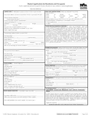Rental Application for Residents and Occupants