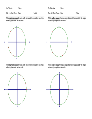 Pre-Calculus Name Quiz 41 Unit Circle Date Period Fill