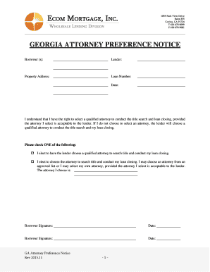 Georgia Attorney Preference Notice