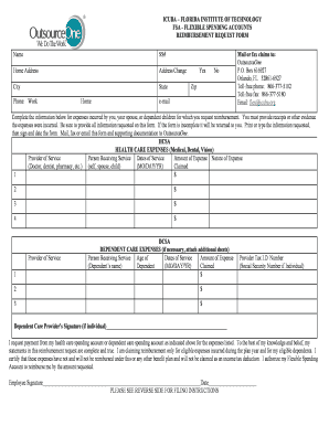 Florida Tech Flexible Spending Account Reimbursement Form