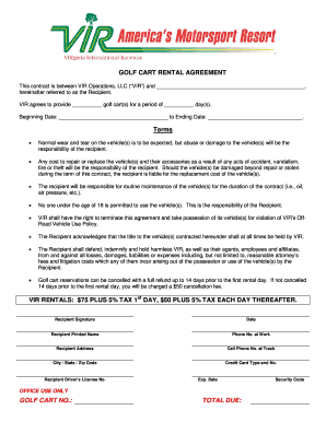 Golf Cart Rental Agreement