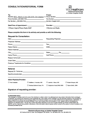 Obstetrics/Gynecology Consultation/Referral Form