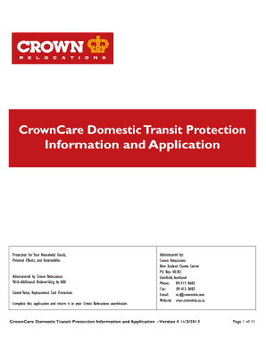 CrownCare Domestic Transit Protection Application