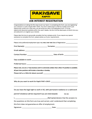 Job Interest Registration Form