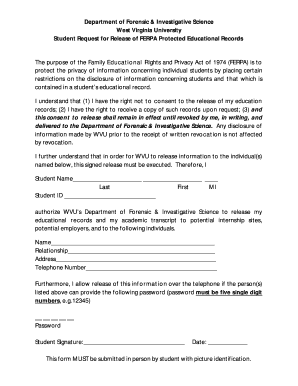 Student Request for Release of FERPA Protected Educational Records