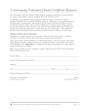 Community Volunteer Hours Certificate Request