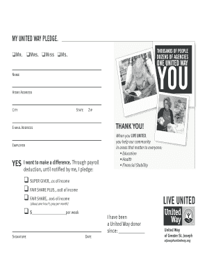 United Way Pledge Form