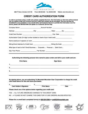 Credit Card Authorization Form