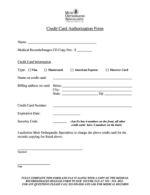 Credit Card Authorization Form