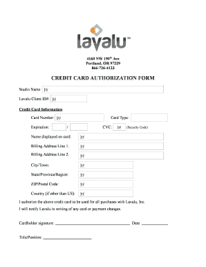 Credit Card Authorization Form