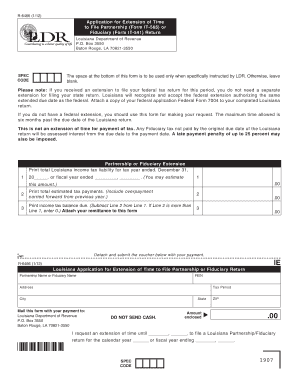 Louisiana Application for Extension of Time to File Partnership or Fiduciary Return
