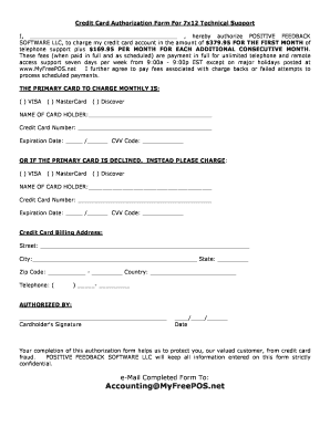 Credit Card Authorization Form