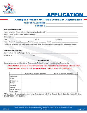 Arlington Water Utilities Account Application
