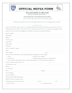 Michigan Soccer Player Registration Documents
