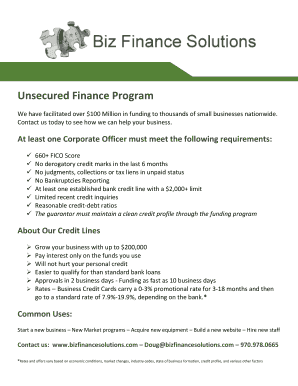Unsecured Business Finance Application