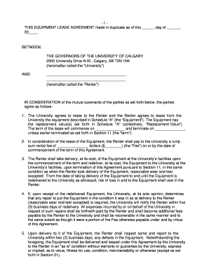 Fillable Online ucalgary EQUIPMENT LOAN AGREEMENT - pg - University of ...