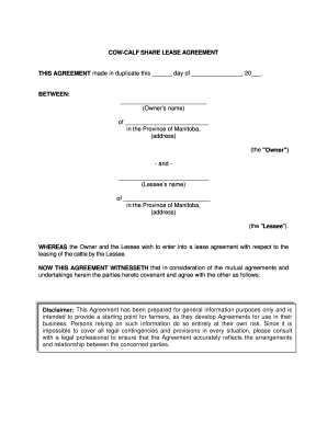 Cow-Calf Share Lease Agreement