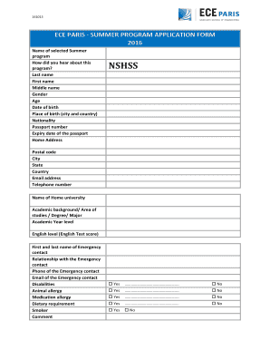 Summer Program Application Form