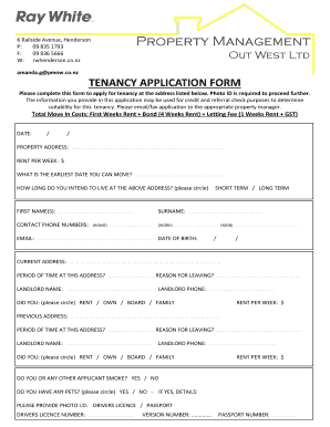 New Zealand Tenancy Application Form