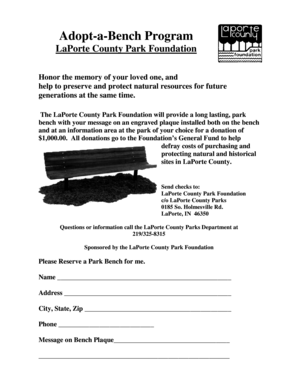 Statement of qualifications construction template - Adopt-a-Bench Program - LaPorte County Parks - laportecountyparks