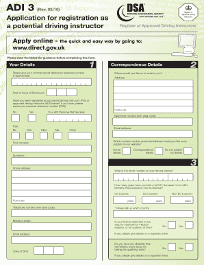 UK Driving Instructor Registration Form