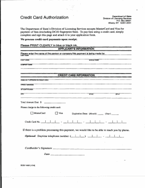 Credit Card Authorization Form