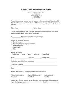 Credit Card Authorization Form