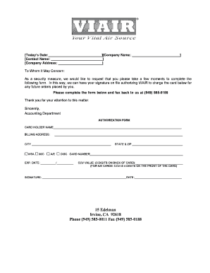 Credit Card Authorization Form