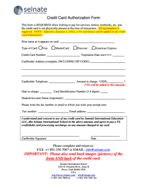 Credit Card Authorization Form