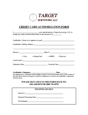 Credit Card Authorization Form