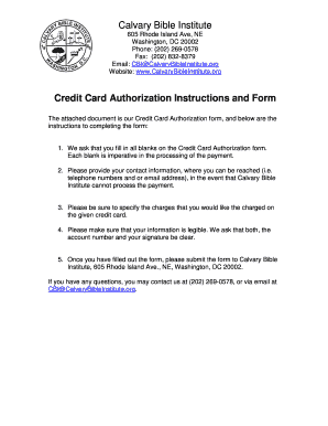 Credit Card Authorization Form