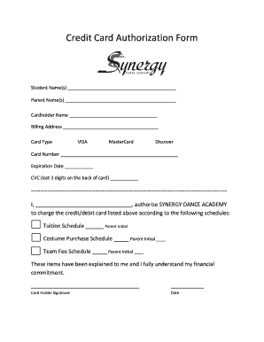 Credit Card Authorization Form