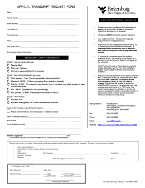 Official Transcript Request Form