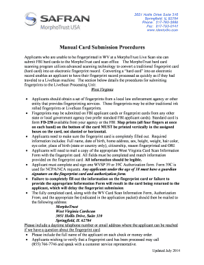 West Virginia Card Scan Services Information Form