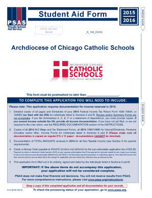 Student Aid Form 2015
