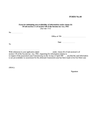 Form 48 for Non-Availability of Information