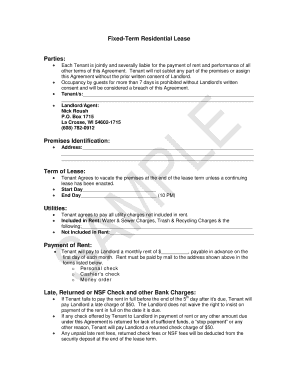 Fixed-Term Residential Lease Agreement