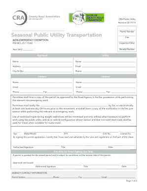Michigan Seasonal Public Utility Transportation Permit