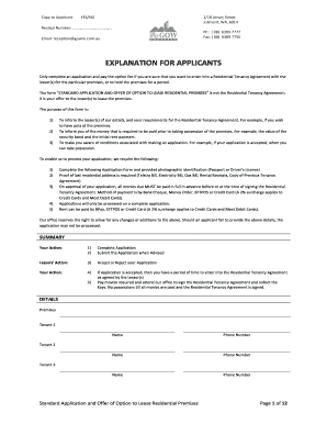 Standard Application and Offer of Option to Lease Residential Premises